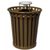 WITT Wydman Collection Outdoor Waste Receptacle with Ash Top - 36 Gallon, Brown
